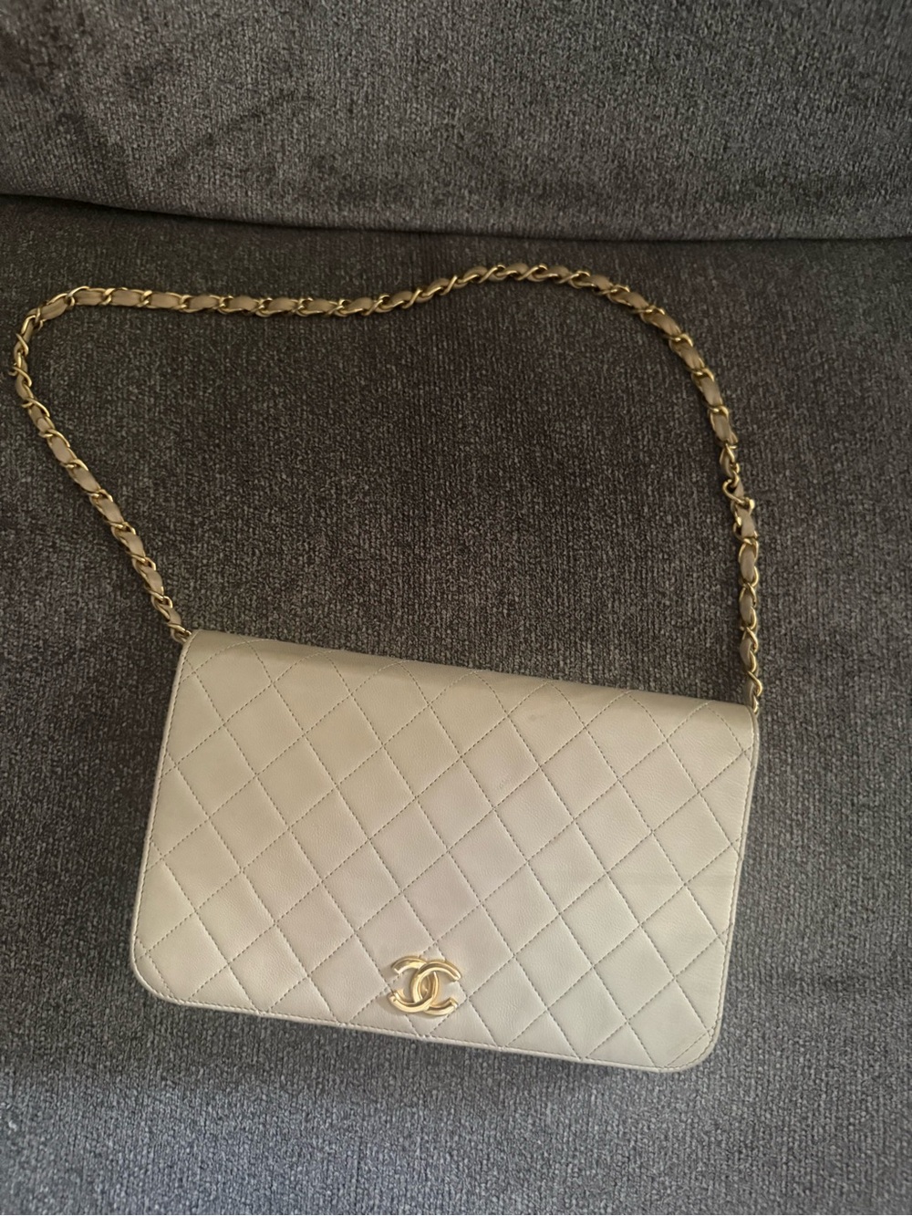 Vintage Chanel Small Full Flap - Beige Lambskin Shoulder Bag